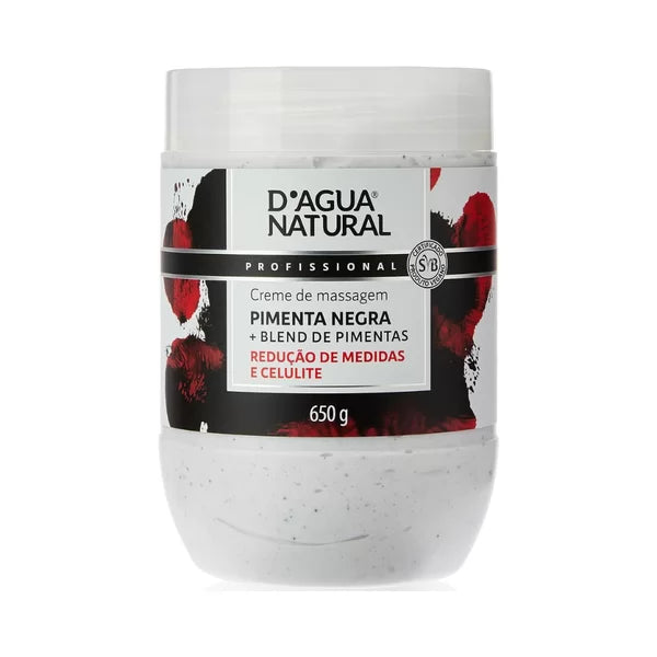 D'Agua Natural Creme de Massagem Pimenta Negra (650g)